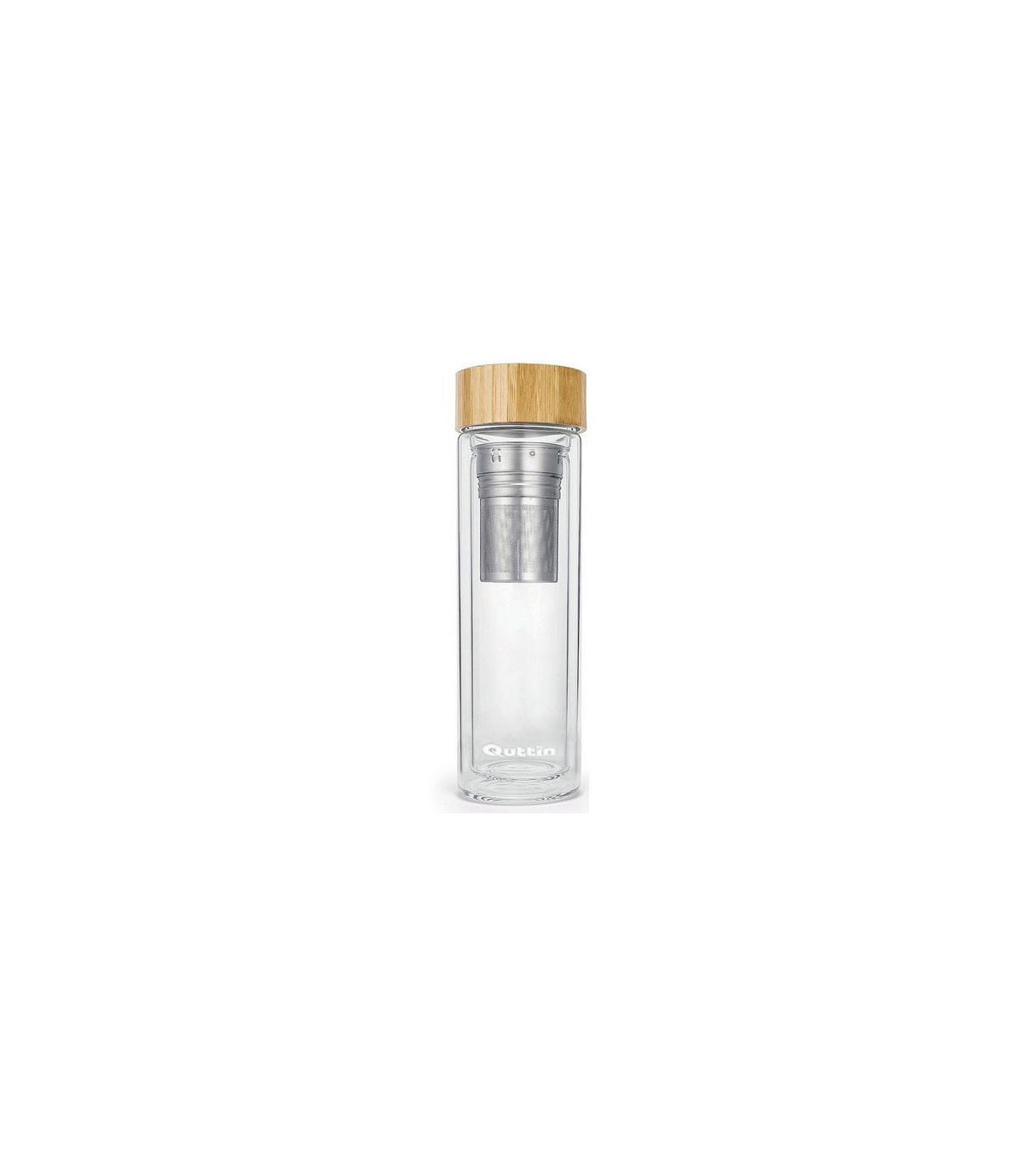 wadiga Bouteille en Verre Réutilisable Bouchon Bambou Infusion - 300ml