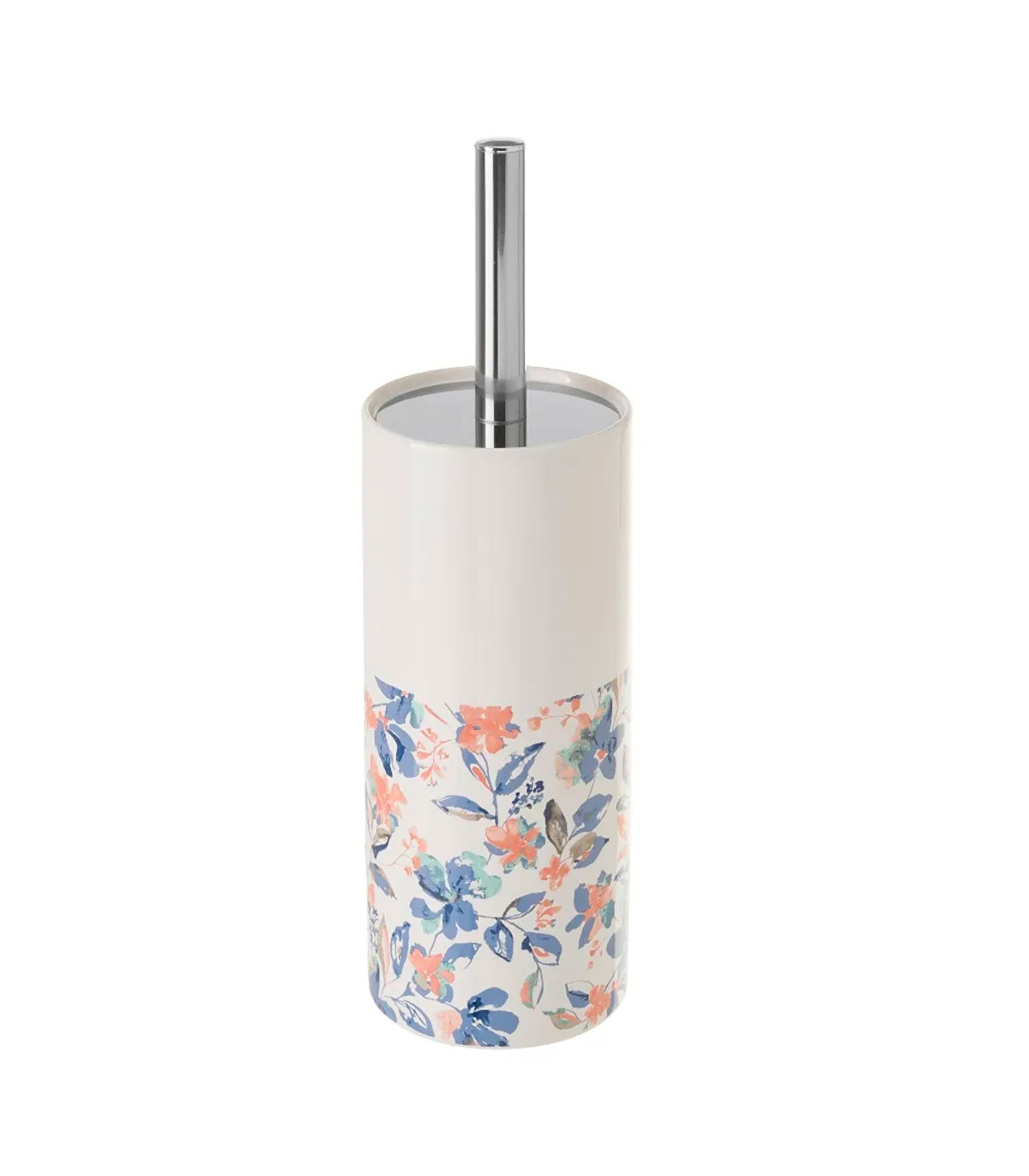 Wadiga Brosse WC Céramique Blanc Rose Et Bleu Floral
