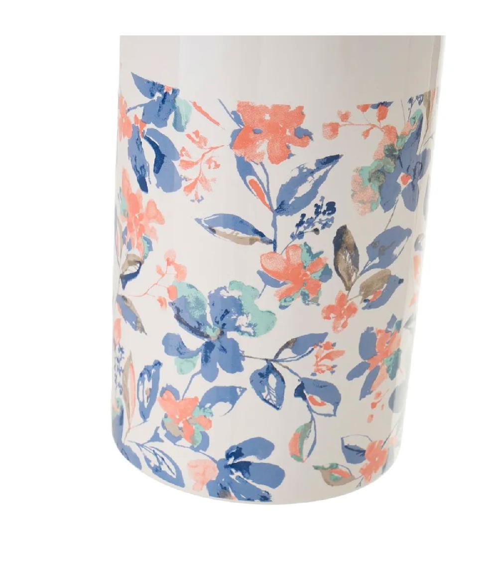 Wadiga Brosse WC Céramique Blanc Rose Et Bleu Floral