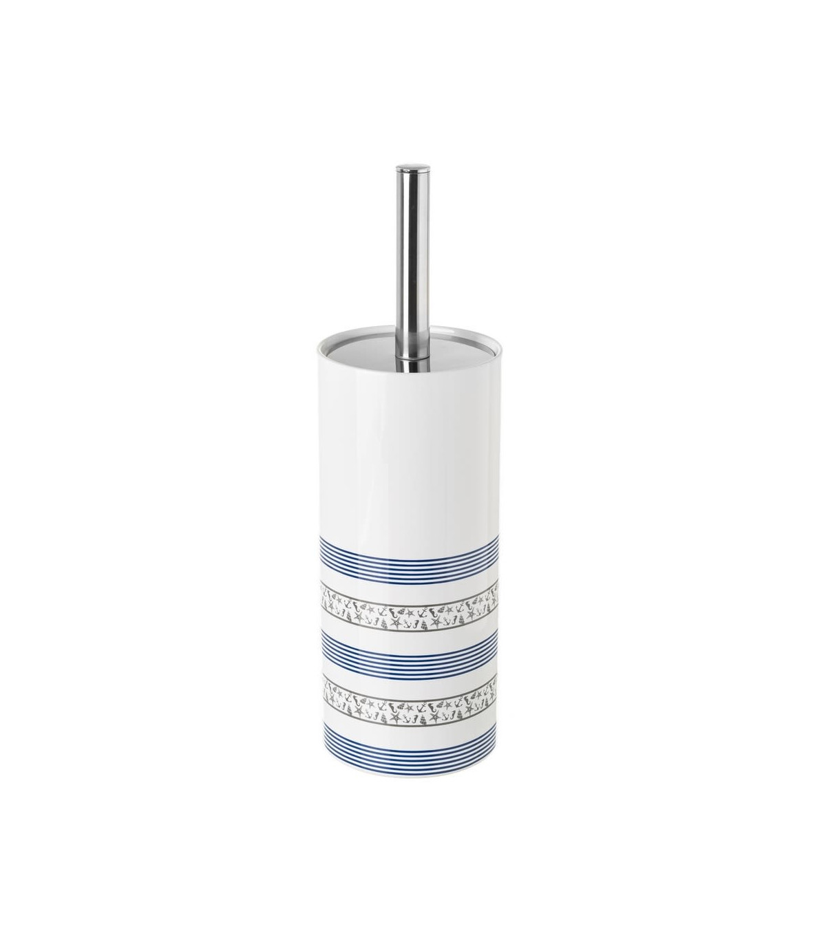 wadiga Brosse WC Céramique Bleu et Blanc Coquillages