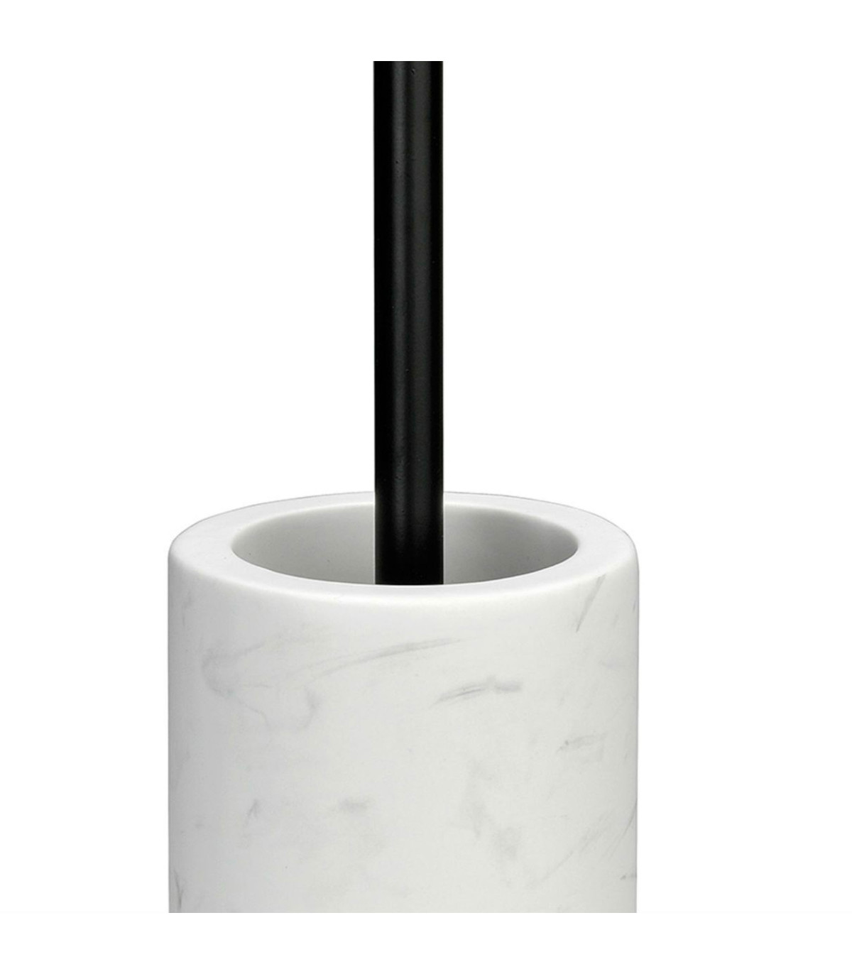 Wadiga Brosse WC Céramique Effet Marbre Blanc Et Métal Noir