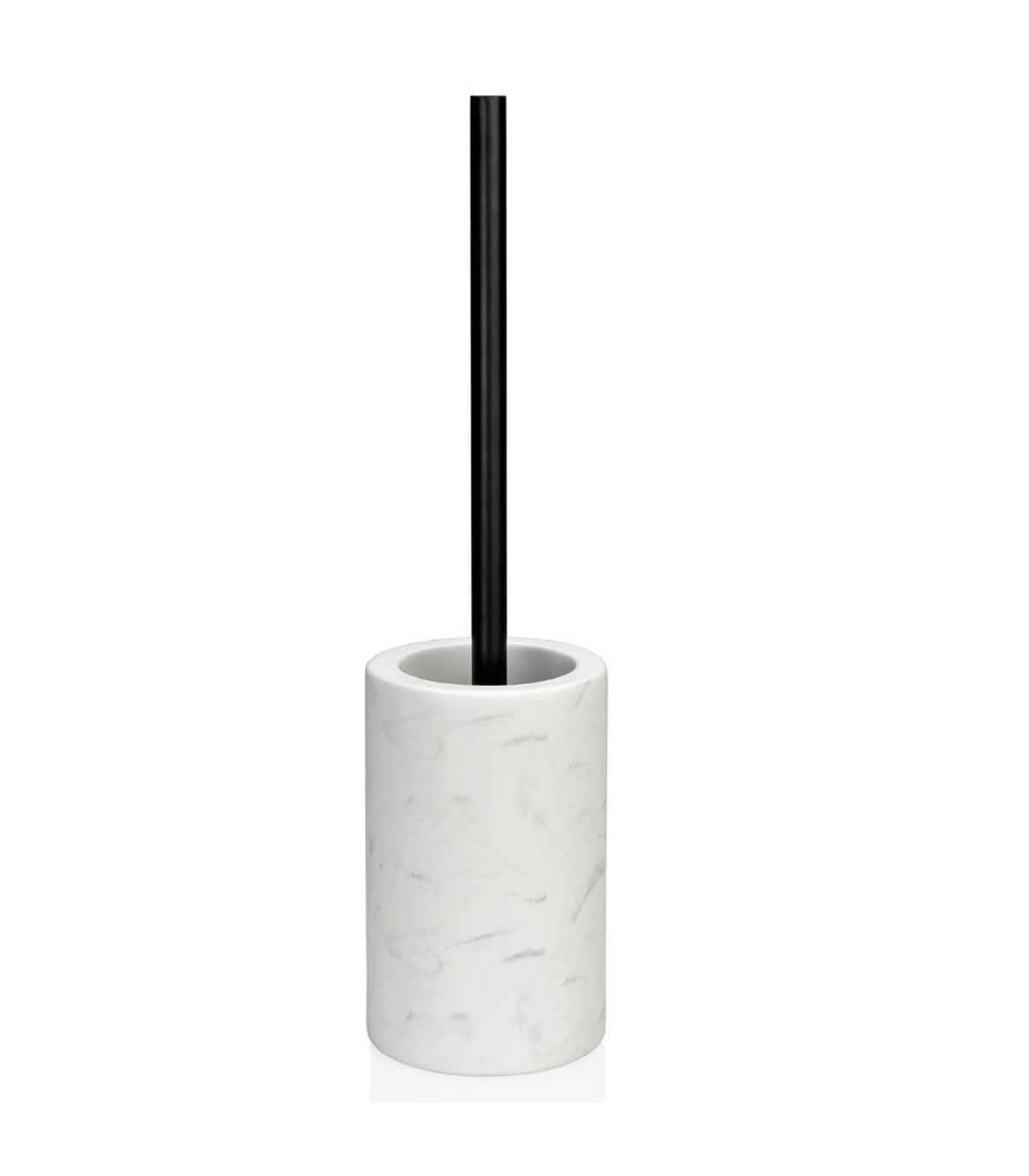 wadiga Brosse WC céramique effet marbre blanc et métal noir