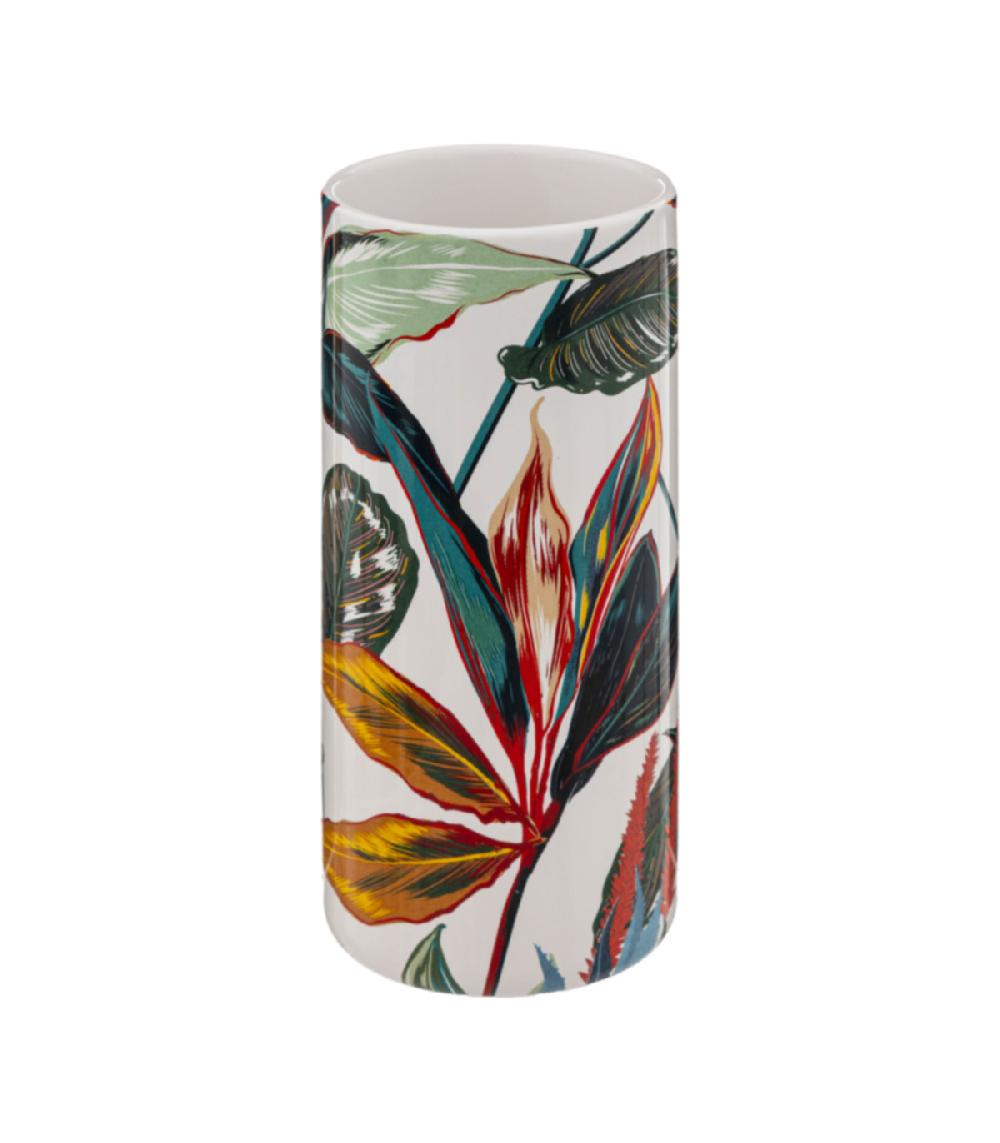 Wadiga Brosse WC Céramique Et Bambou Feuillage Exotique - 10.5x10.5x38cm