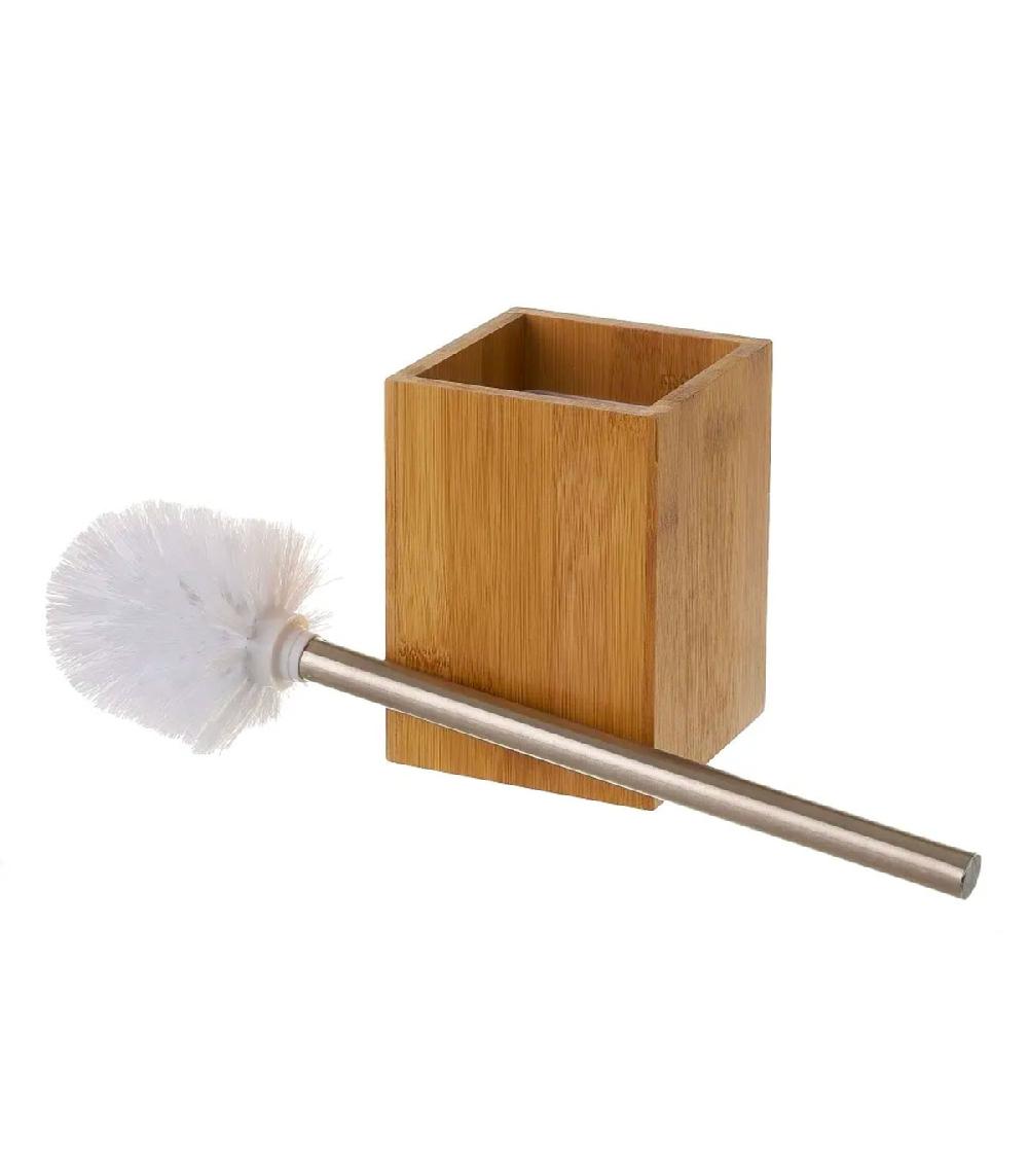 Wadiga Brosse WC En Bambou Base Carrée 10x10x36.5cm