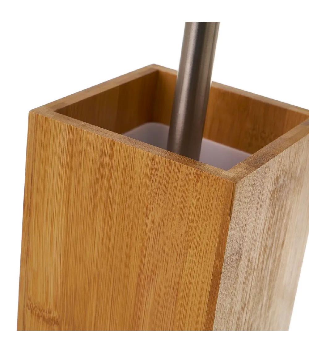 Wadiga Brosse WC En Bambou Base Carrée 10x10x36.5cm