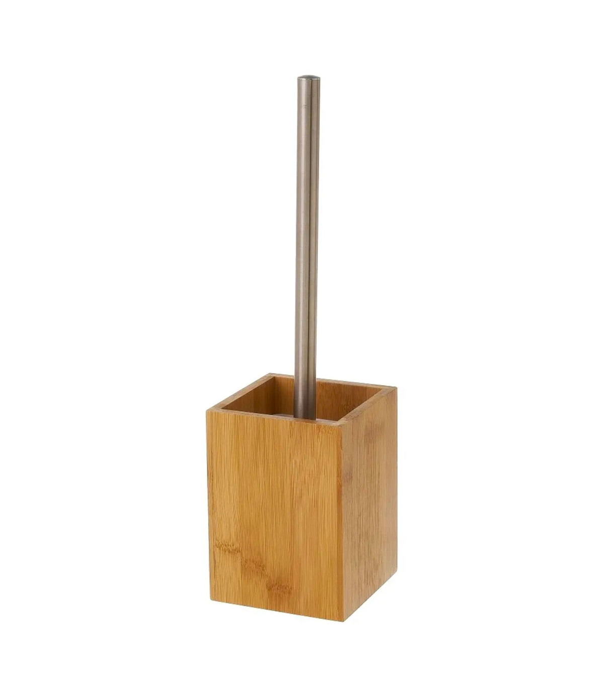 wadiga Brosse WC en bambou base carrée 10x10x36.5cm