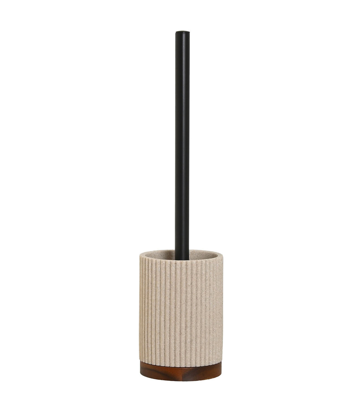wadiga Brosse WC en bois d'acacia et résine beige 9.5x9.5x38cm