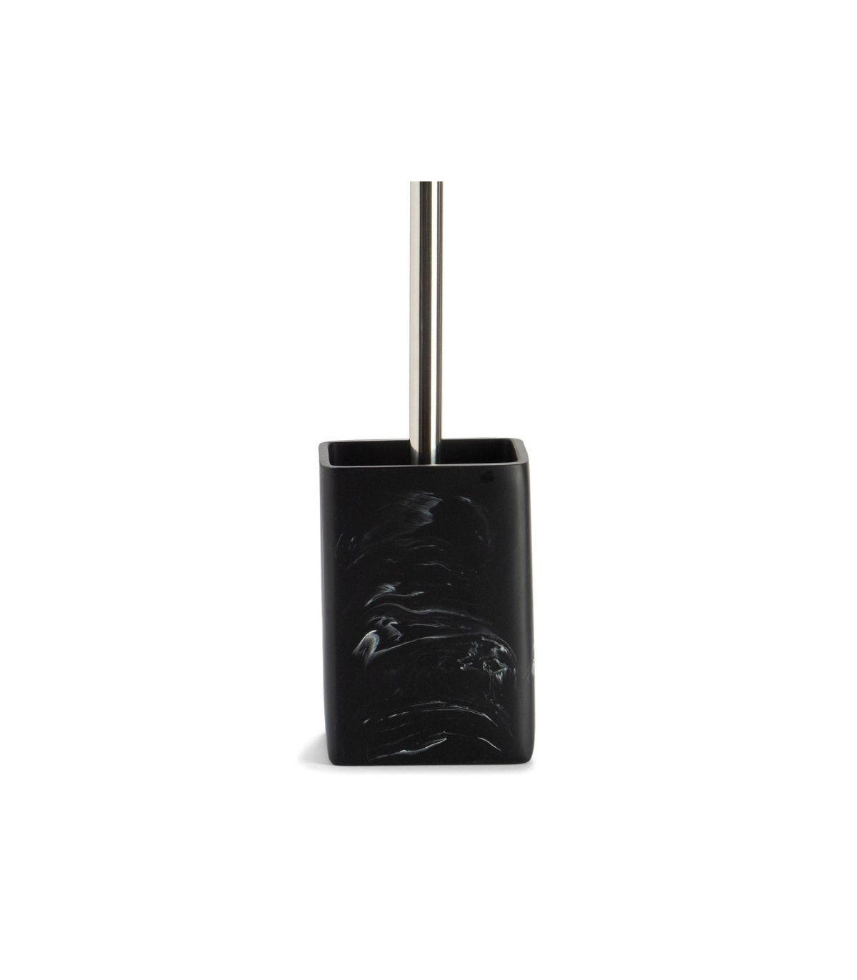 Wadiga Brosse WC En Polyrésine Noire Effet Marbre Et Métal Chromé - 45.5cm