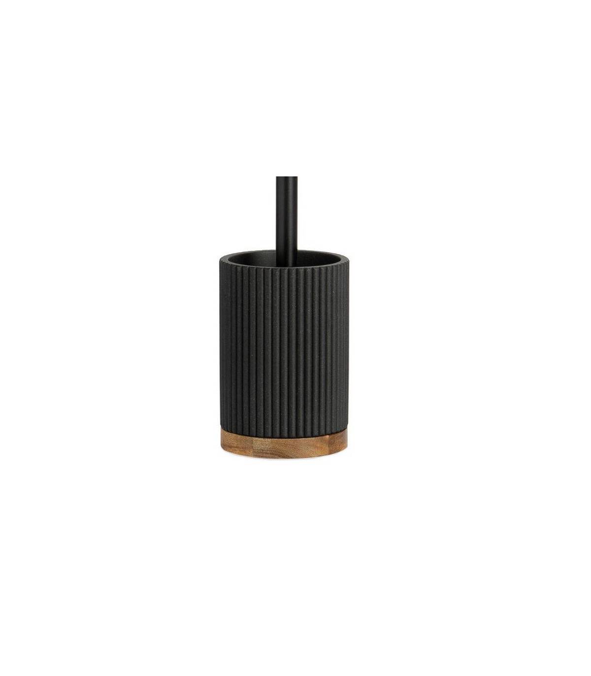 Wadiga Brosse WC En Polyrésine Noire Et Acacia - 9.5x9.5x39.5cm