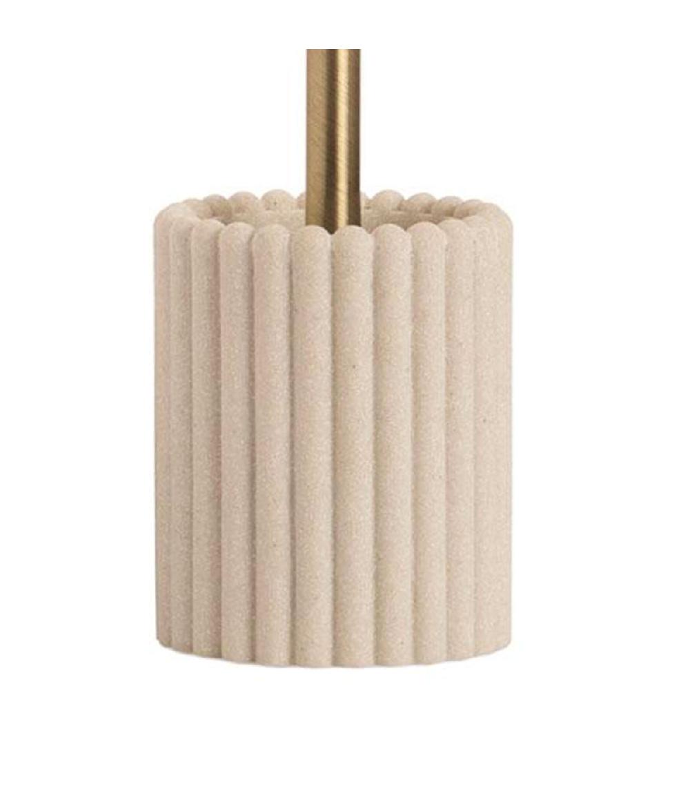 Wadiga Brosse WC En Résine Beige Stries Et Métal Doré 10x10x36cm