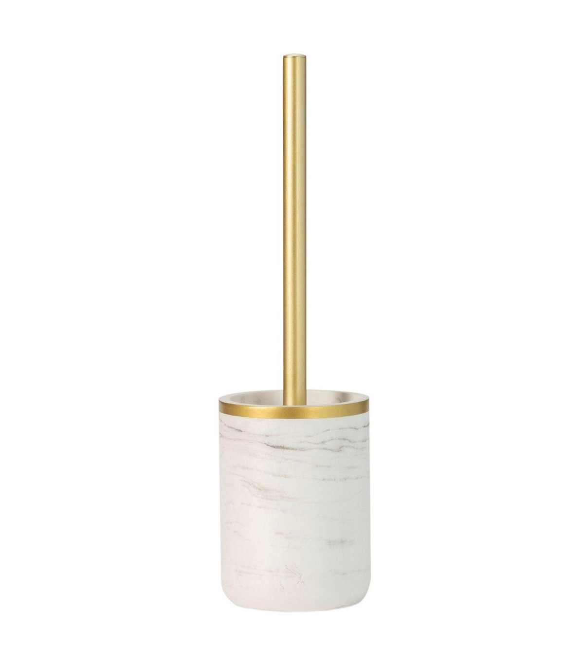 wadiga Brosse WC en résine effet marbre blanc et doré