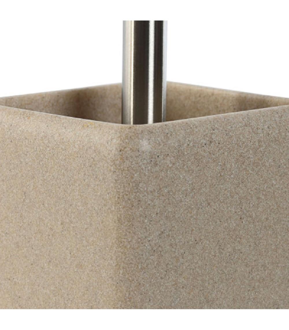 Wadiga Brosse WC En Résine Effet Pierre Beige 9.5x9.5x36.5cm