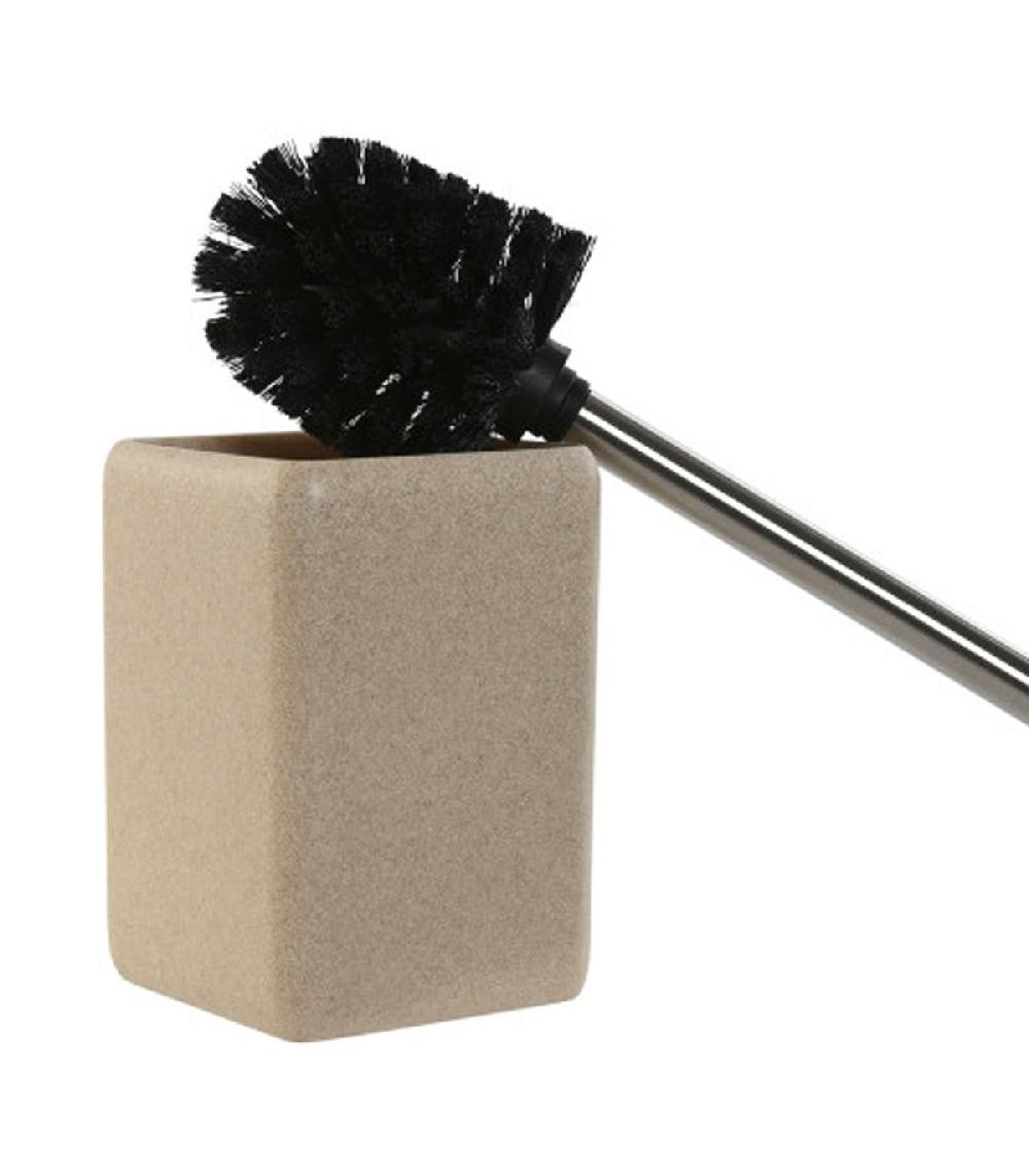 Wadiga Brosse WC En Résine Effet Pierre Beige 9.5x9.5x36.5cm