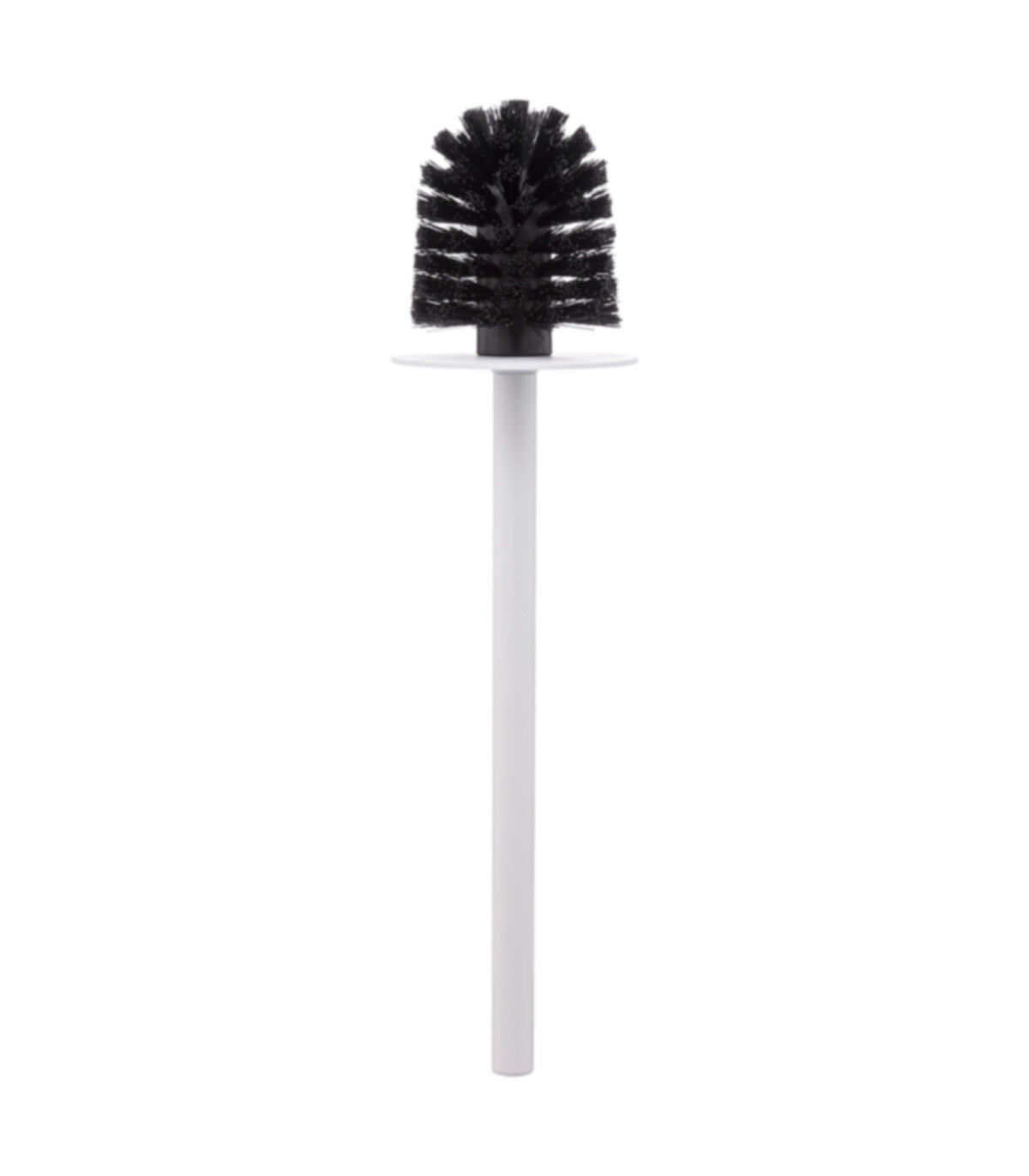 Wadiga Brosse WC Polyrésine Blanc Et Bambou - 8.8x8.8x40cm