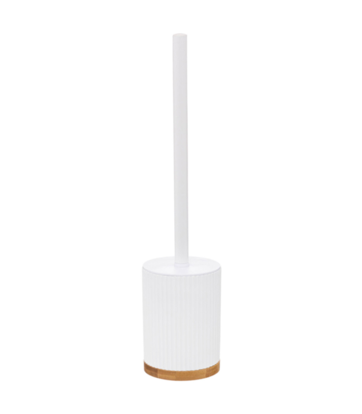 wadiga Brosse WC polyrésine blanc et bambou - 8.8x8.8x40cm