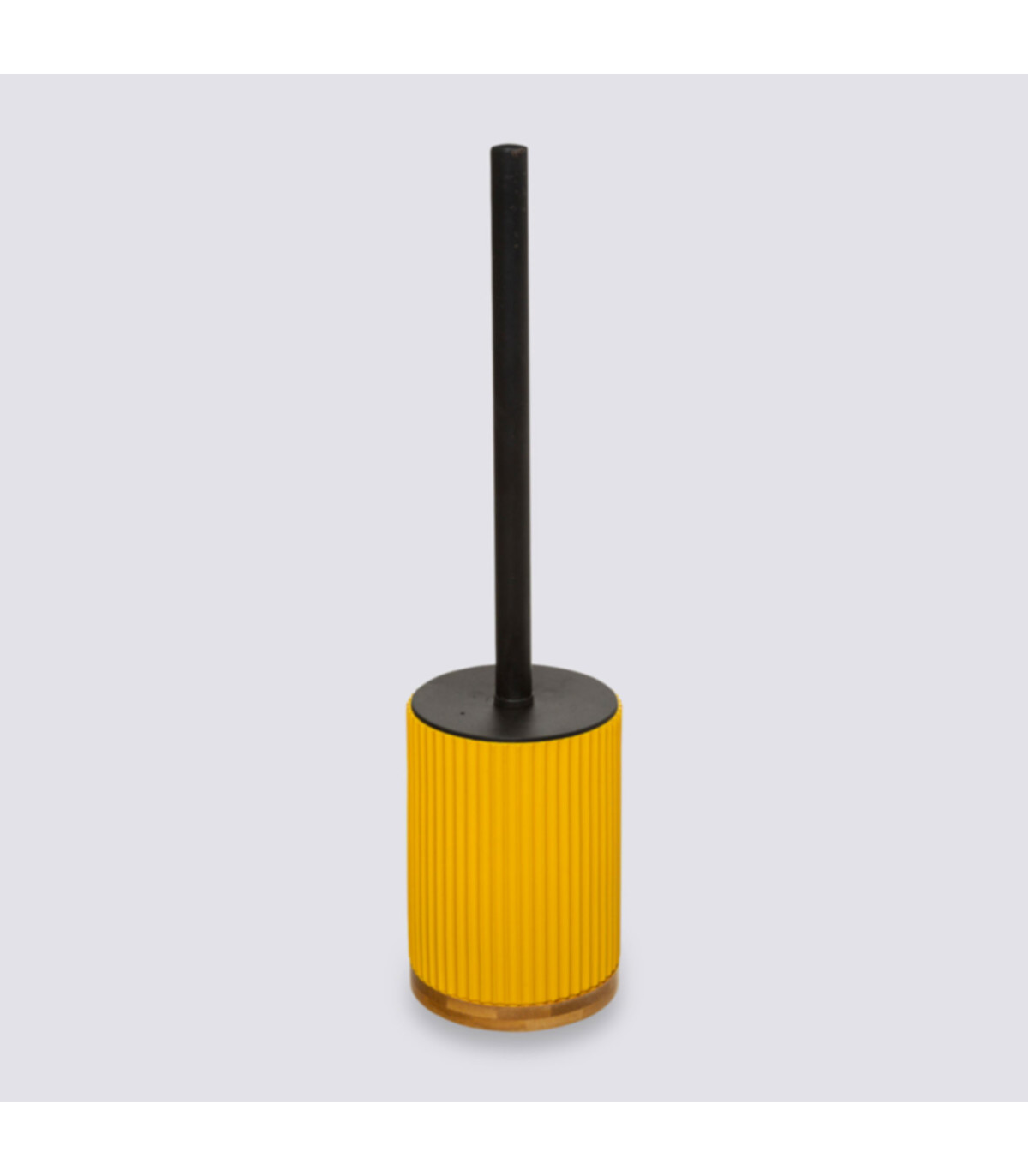Wadiga Brosse WC Polyrésine Jaune Et Bambou - 8.8x8.8x40cm