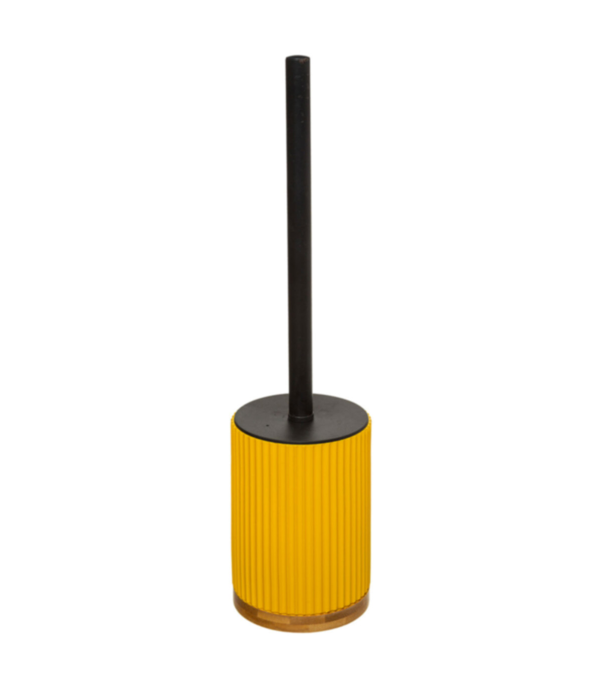wadiga Brosse WC polyrésine jaune et bambou - 8.8x8.8x40cm