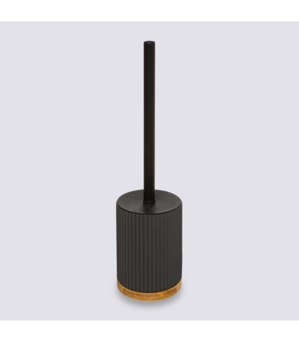 Wadiga Brosse WC Polyrésine Noir Et Bambou - 8.8x8.8x40cm