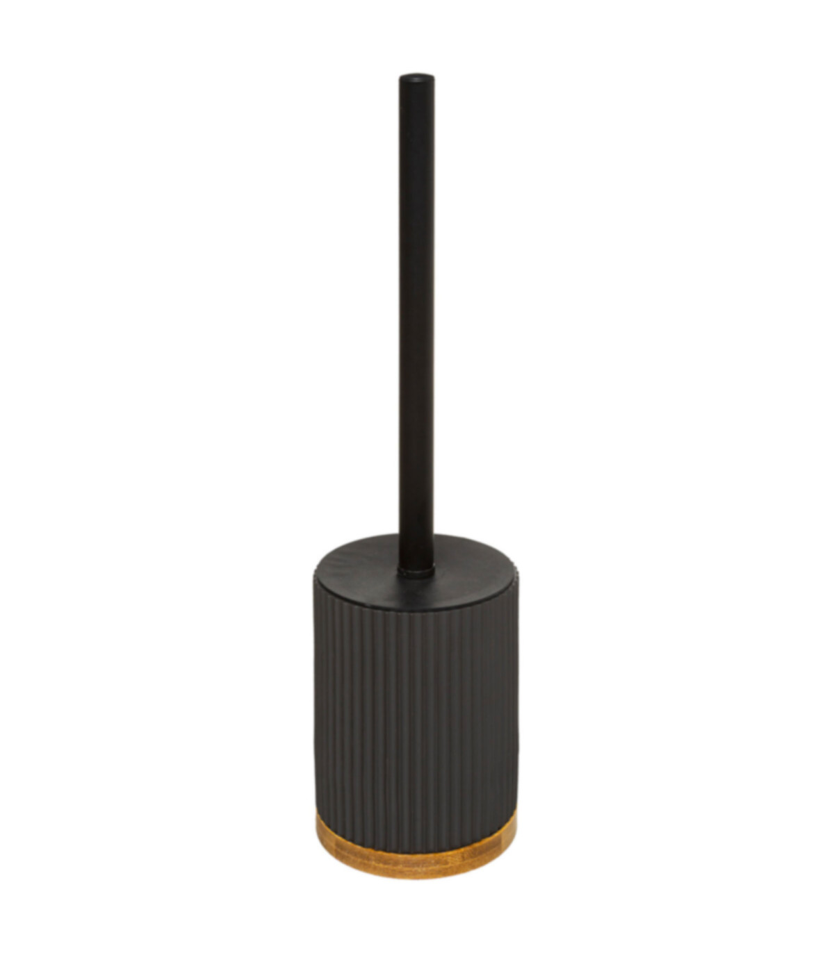 wadiga Brosse WC polyrésine noir et bambou - 8.8x8.8x40cm