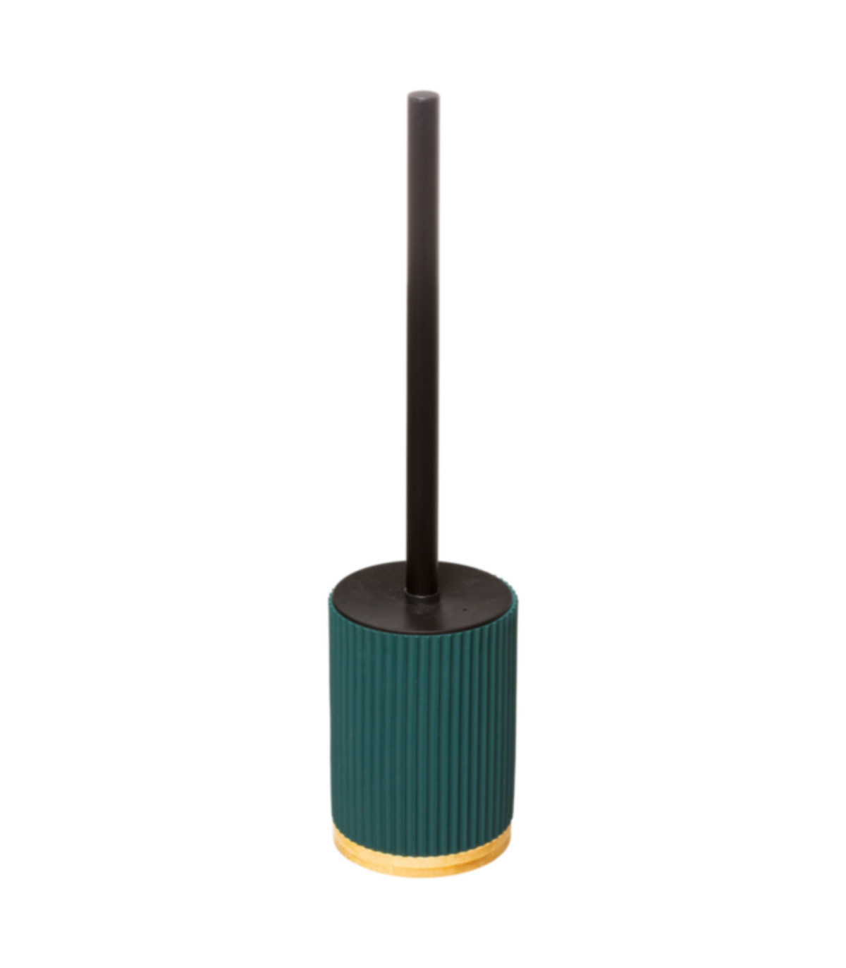 wadiga Brosse WC polyrésine vert pétrole et bambou - 8.8x8.8x40cm