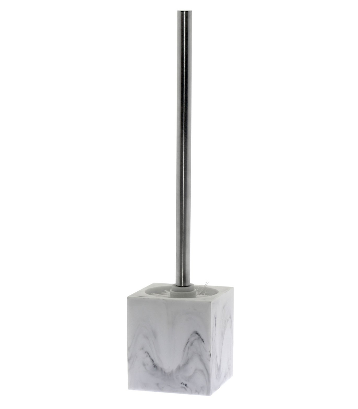 wadiga Brosse WC Résine Effet Marbre Blanc et Métal Chromé