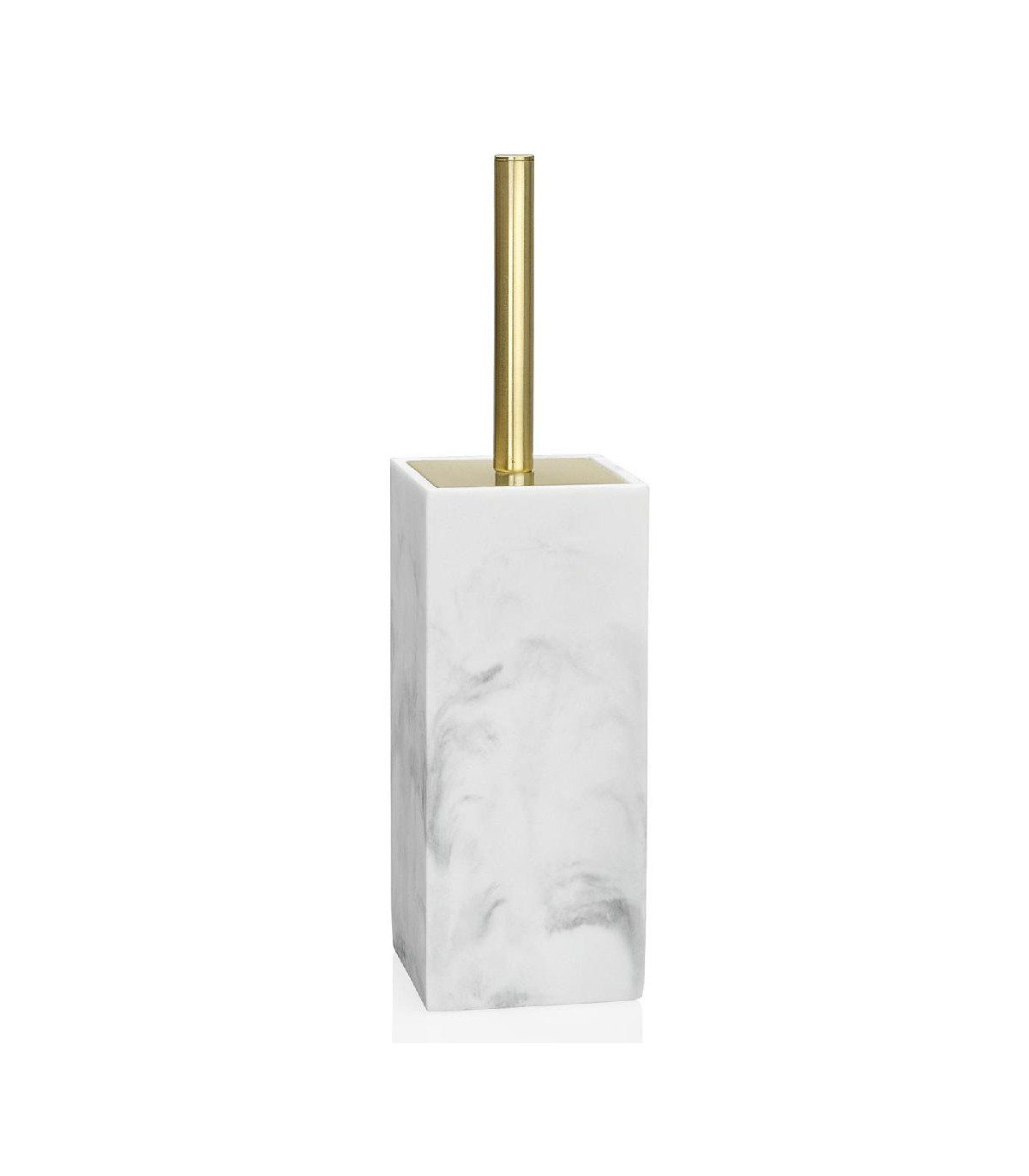wadiga Brosse WC Résine Effet Marbre Blanc et Métal Doré