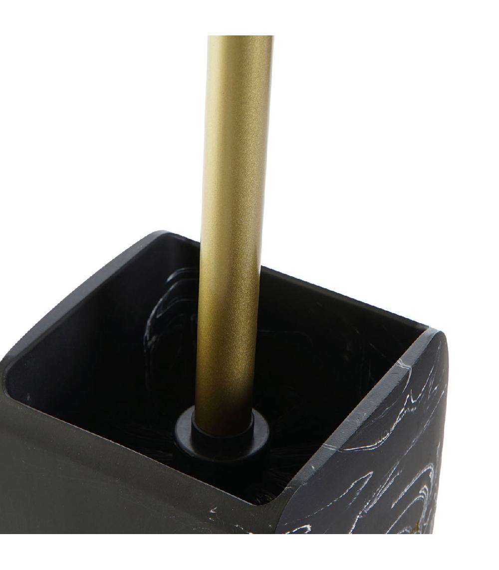 Wadiga Brosse WC Résine Effet Marbre Noir 9.5x9.5x37cm