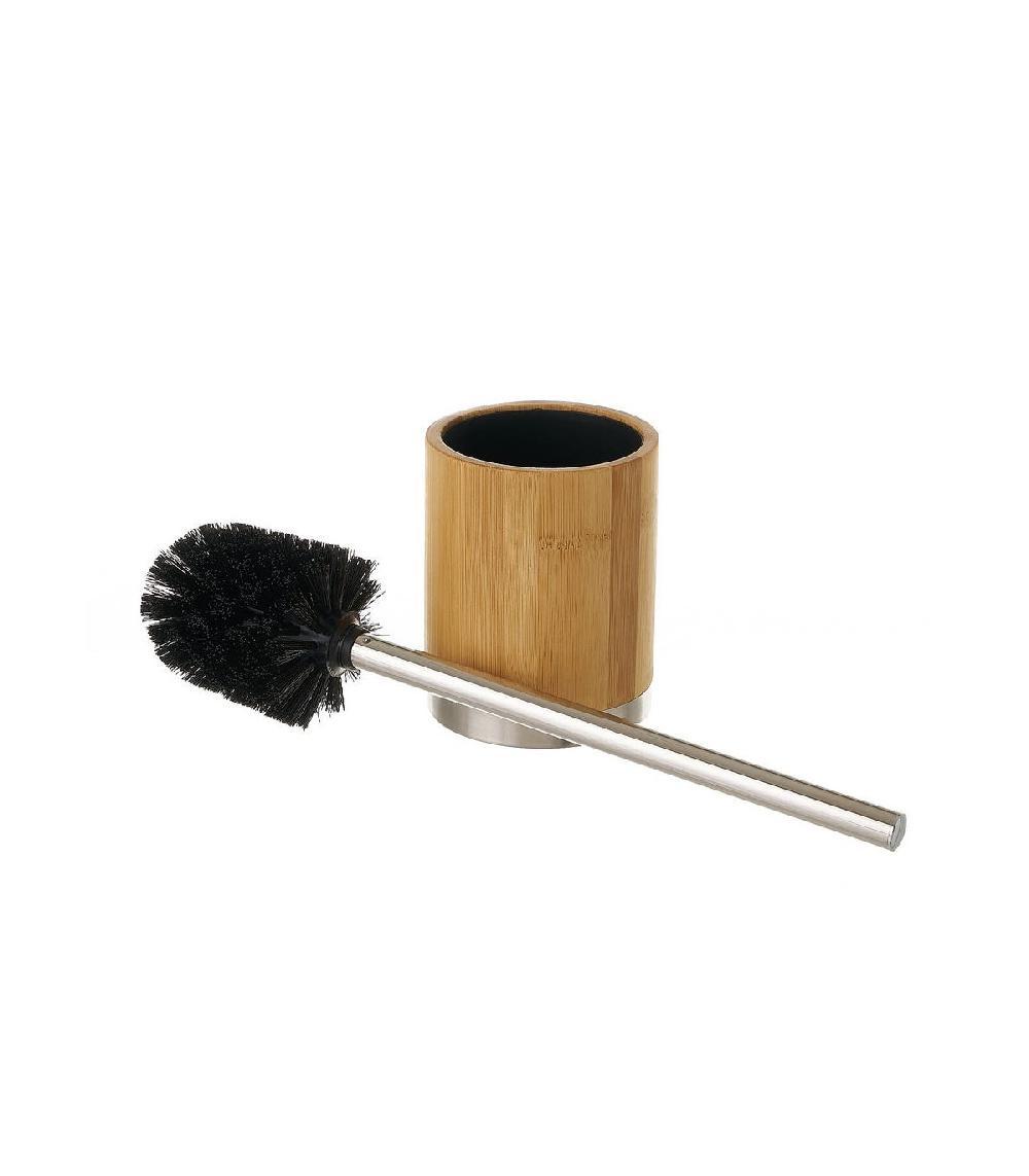 Wadiga Brosse WC Ronde Bambou Et Acier Inoxydable 9.5x9.5x35cm