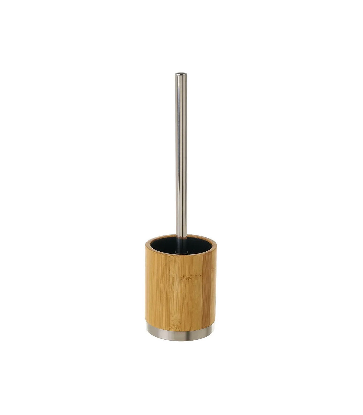 wadiga Brosse WC ronde bambou et acier inoxydable 9.5x9.5x35cm