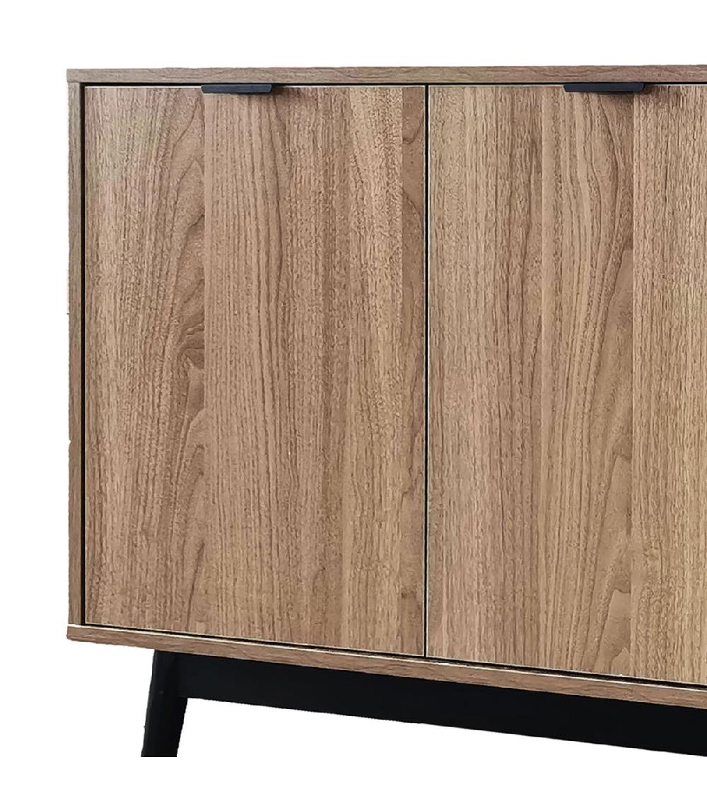 Wadiga Buffet 2 Portes 3 Tiroirs Bois Et Noir 120x40x75cm