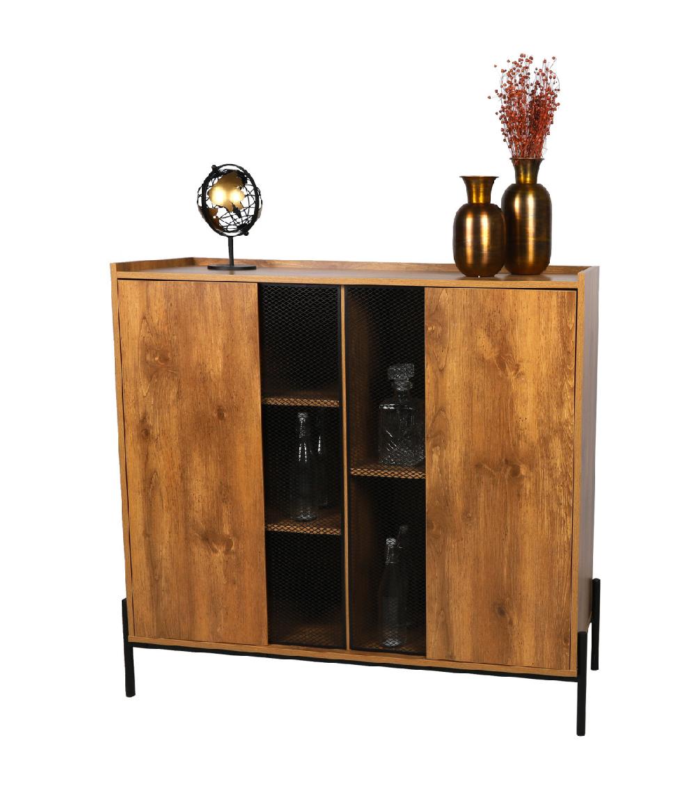 Wadiga Buffet 2 Portes Bois Et Métal Noir 118x40x110cm