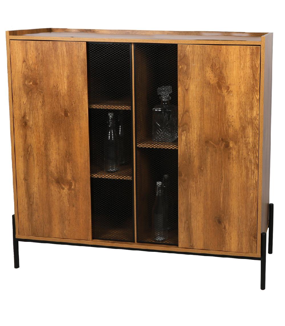 wadiga Buffet 2 portes bois et métal noir 118x40x110cm
