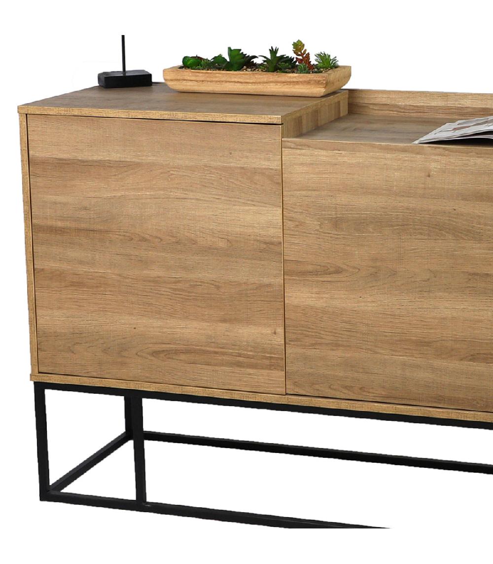 Wadiga Buffet 3 Portes Bois Et Métal Noir 160x40x80cm