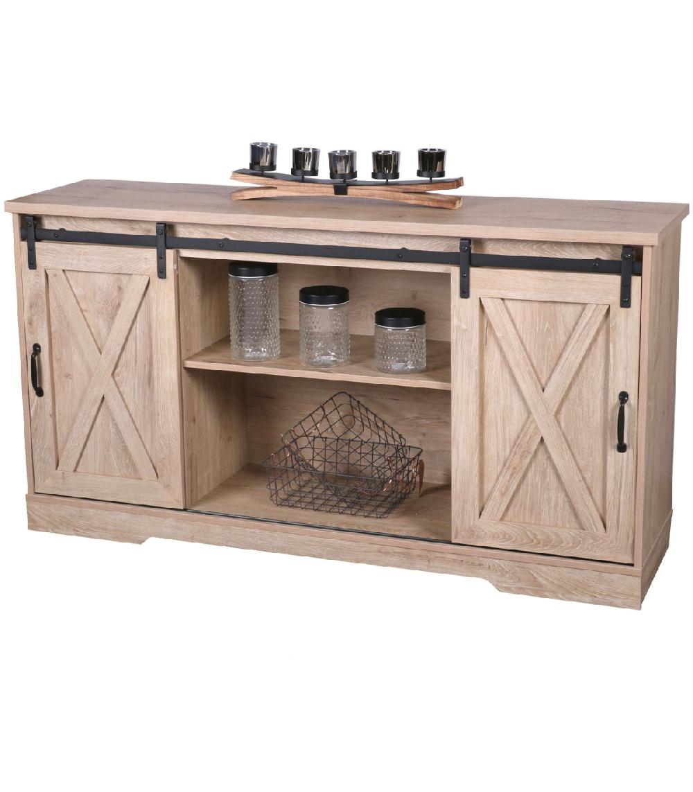 Wadiga Buffet Bois 2 Portes Coulissantes 150x39.5x80cm