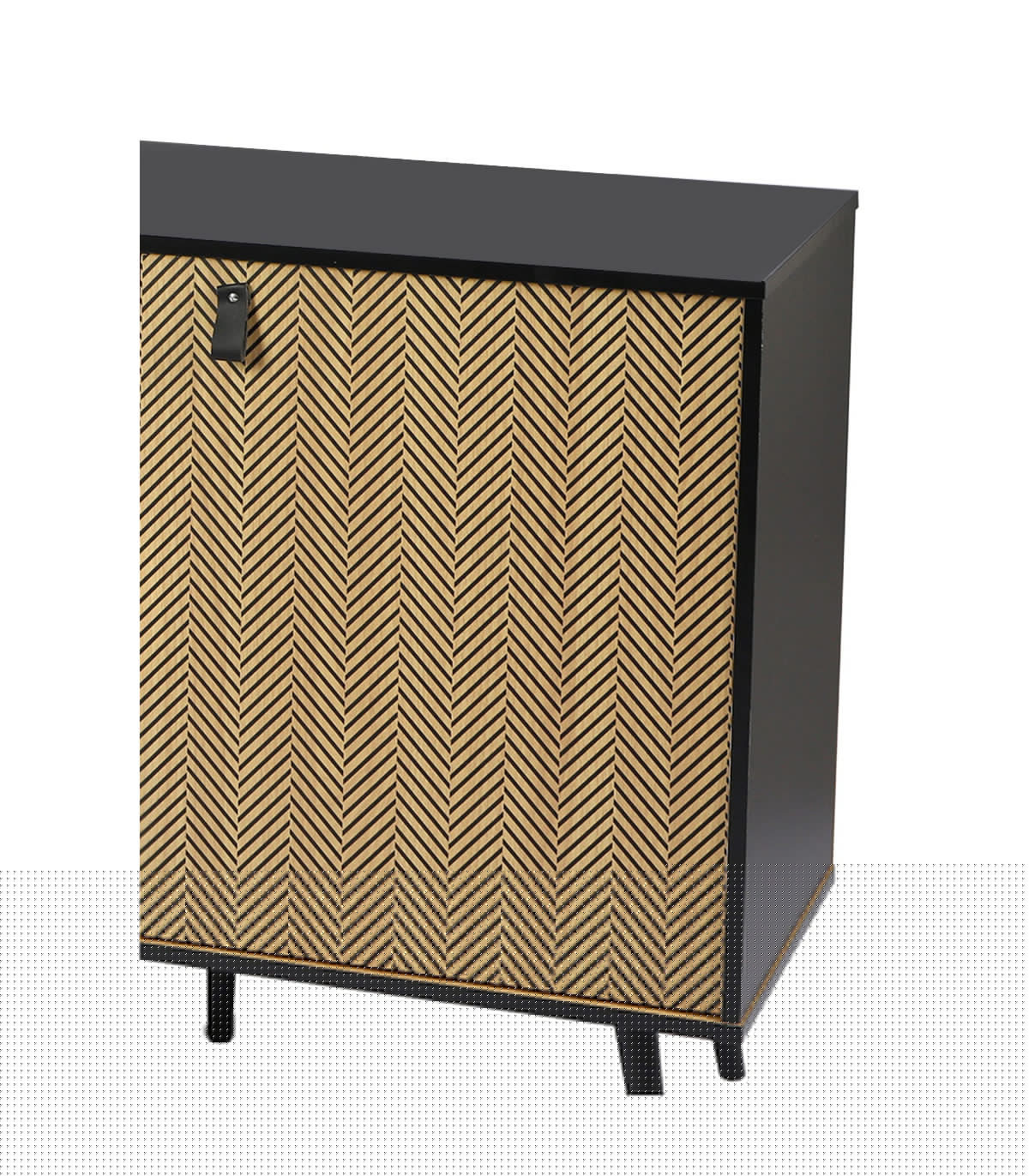 Wadiga Buffet Bois Et Noir Avec Motifs Chelsea - 150x40x78cm