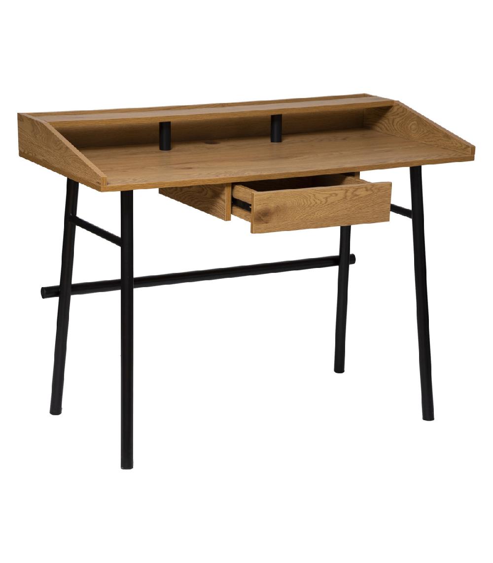 Wadiga Bureau Bois Et Métal Noir 1 Tiroir 110x55x85cm