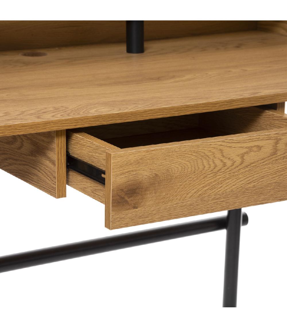 Wadiga Bureau Bois Et Métal Noir 1 Tiroir 110x55x85cm