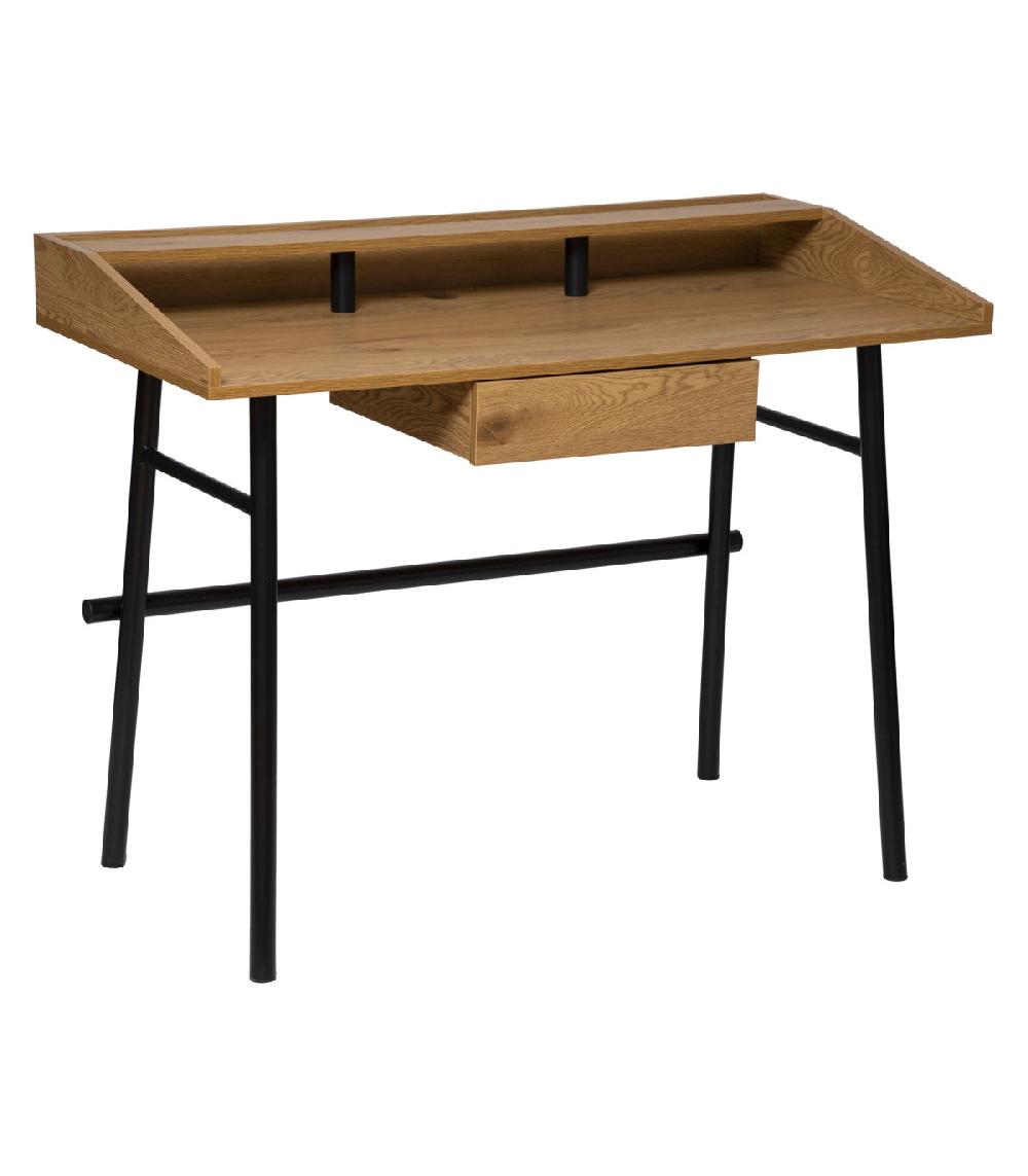 wadiga Bureau bois et métal noir 1 tiroir 110x55x85cm