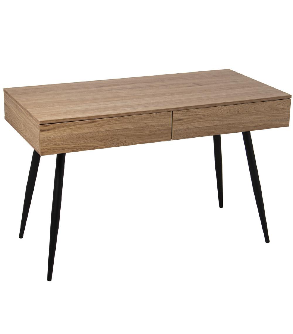 Wadiga Bureau Bois Et Métal Noir 2 Tiroirs - 120x60x76cm