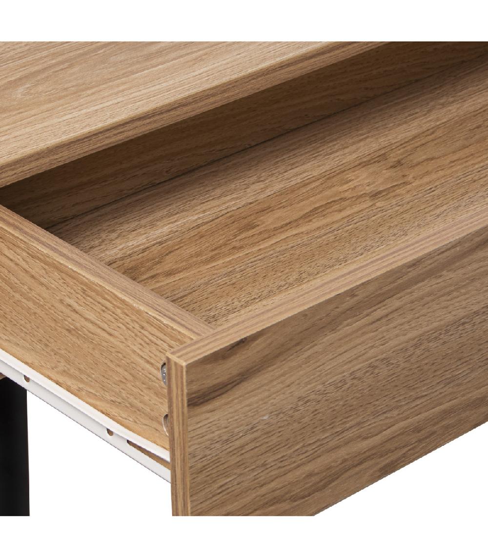 Wadiga Bureau Bois Et Métal Noir 2 Tiroirs - 120x60x76cm