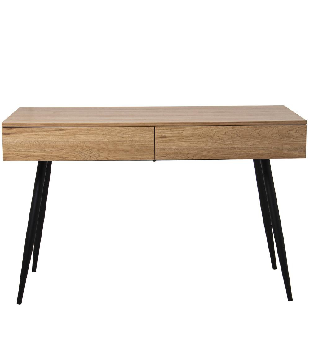 wadiga Bureau bois et métal noir 2 tiroirs - 120x60x76cm