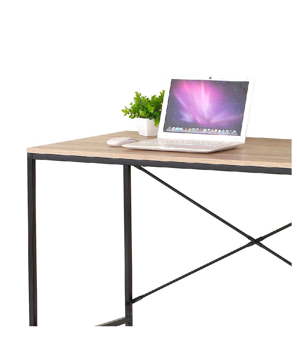 Wadiga Bureau Bois Et Métal Noir Avec étagère - 120x64x120cm