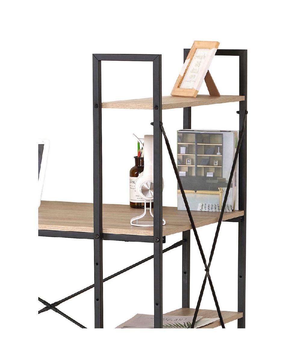 Wadiga Bureau Bois Et Métal Noir Avec étagère - 120x64x120cm