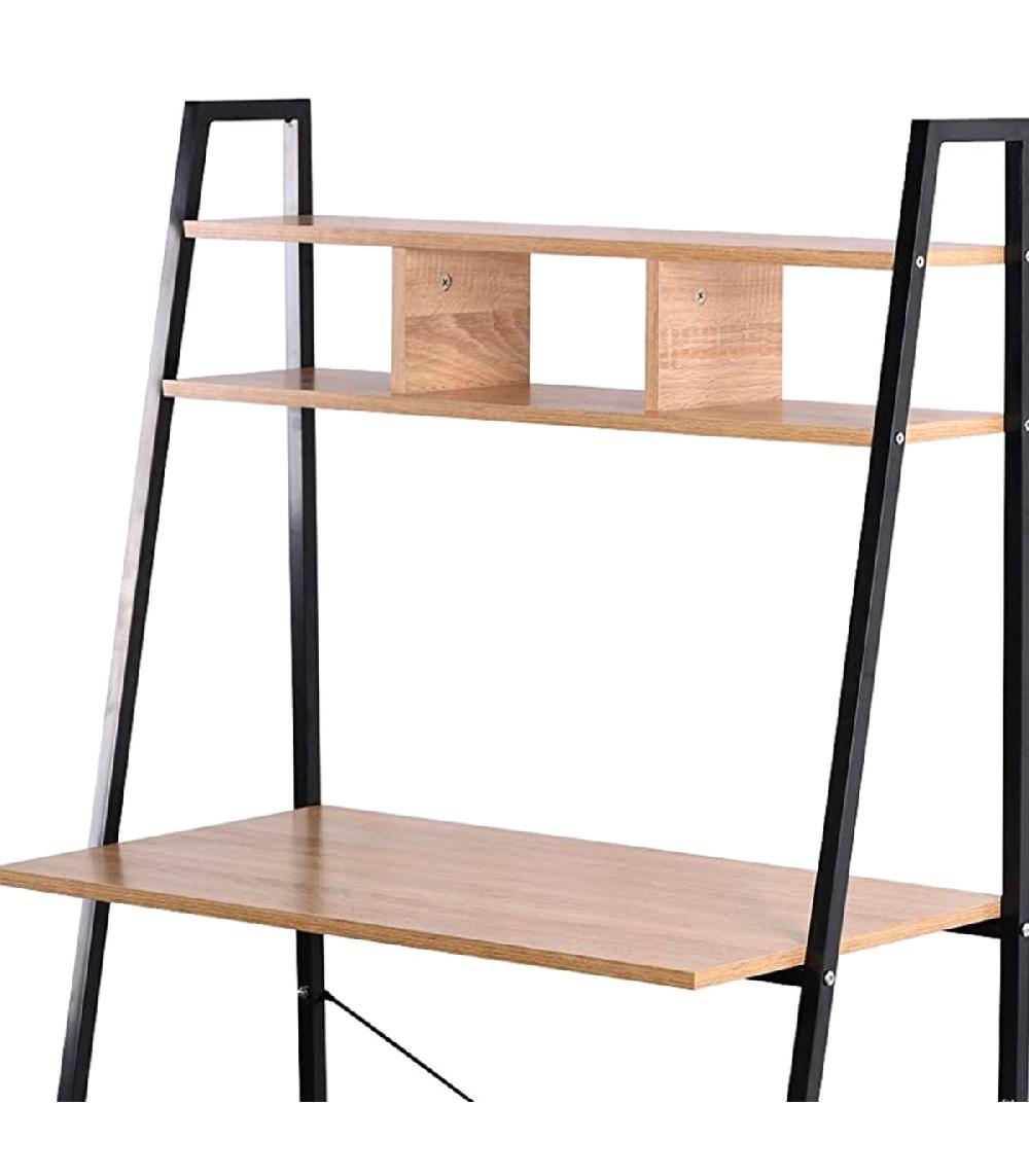 Wadiga Bureau Bois Et Métal Noir Avec étagère 84x44x142cm
