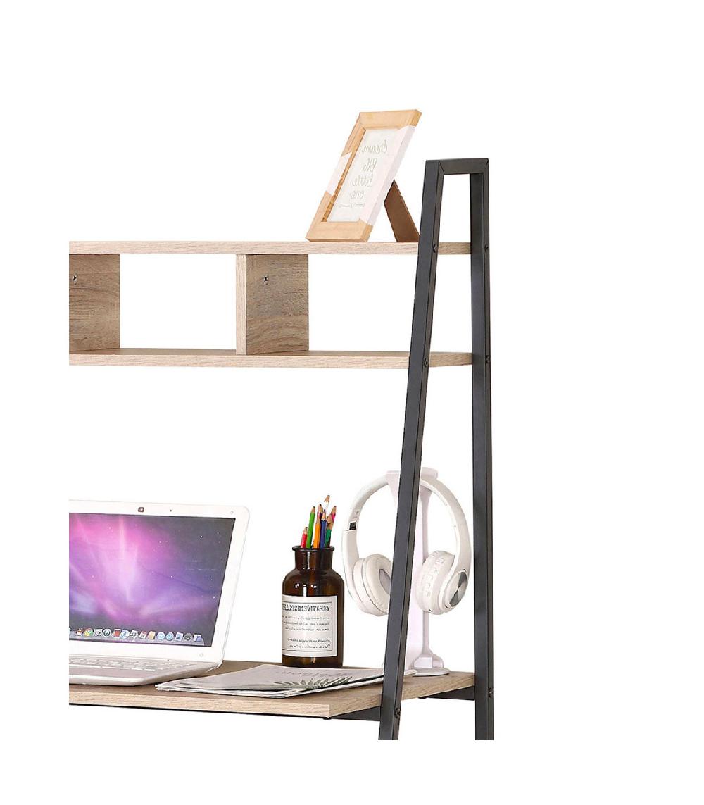 Wadiga Bureau étagère En Bois Et Métal Noir - 84x45.5x142cm