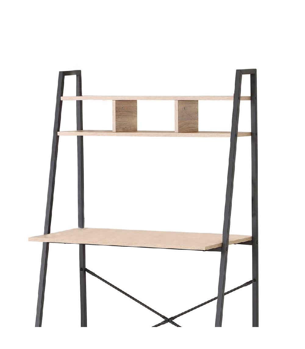 Wadiga Bureau étagère En Bois Et Métal Noir - 84x45.5x142cm