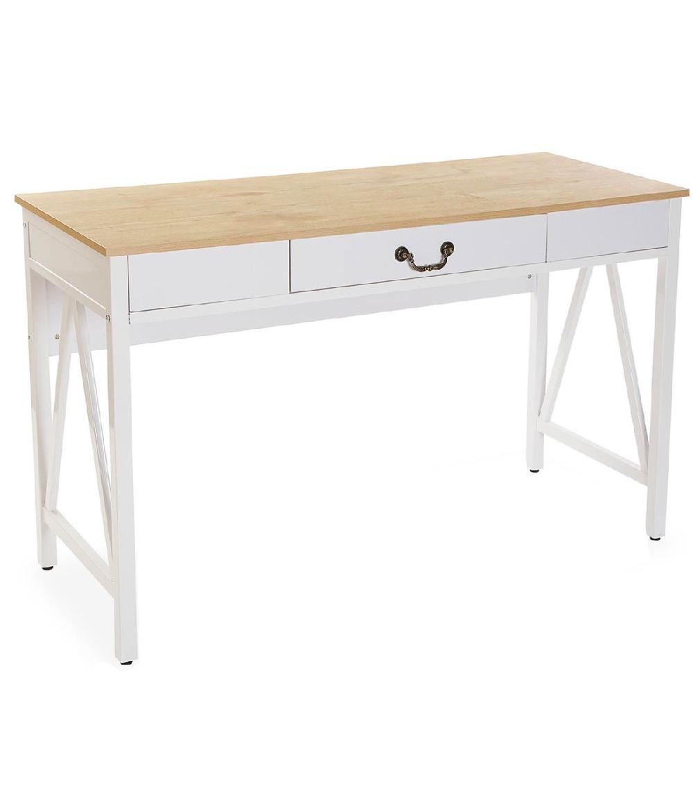 wadiga Bureau secrétaire blanc 1 tiroir 76x45x120cm