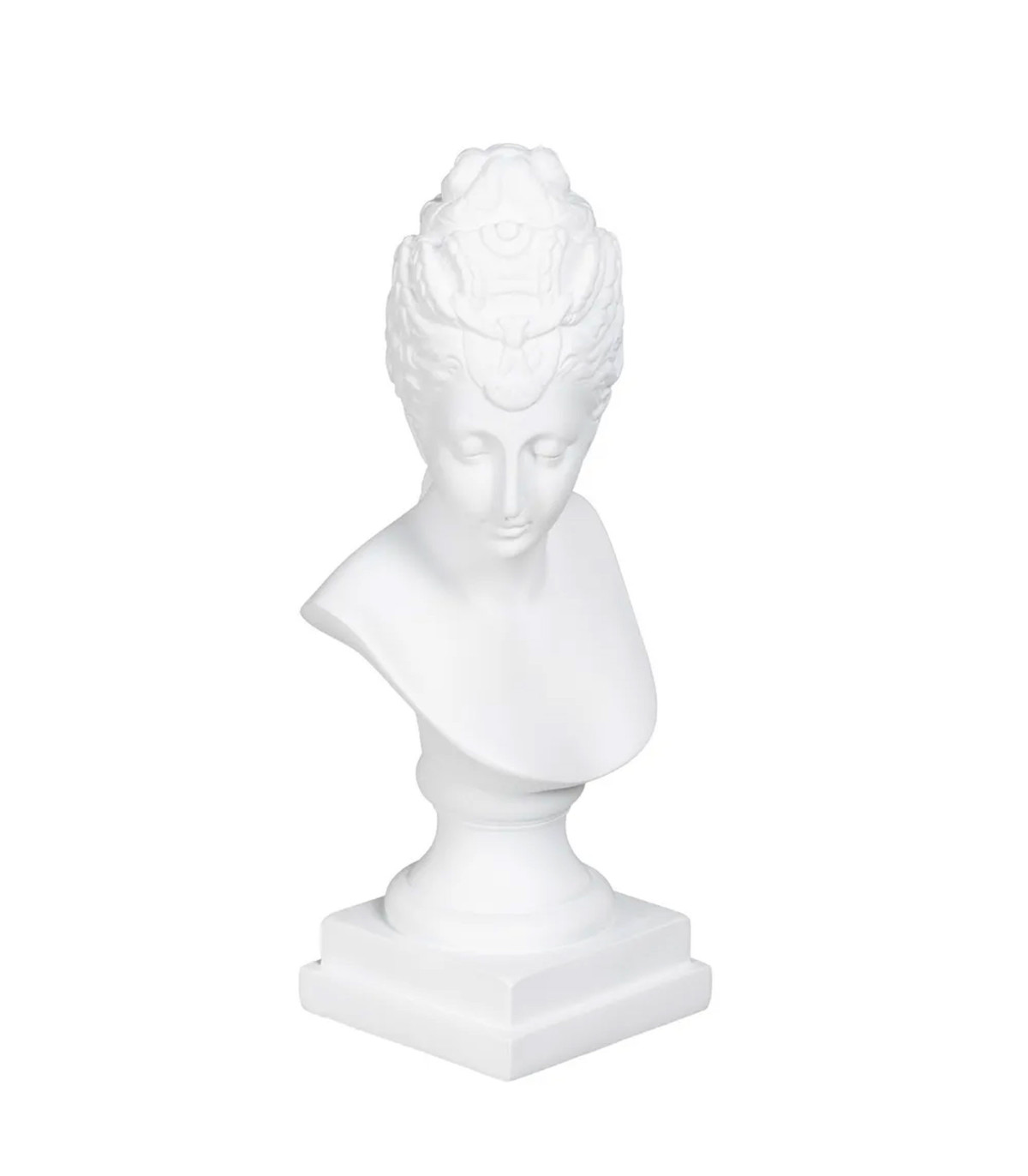 Wadiga Buste Décoratif Femme En Résine Blanche 12.6x10.3x29.5cm
