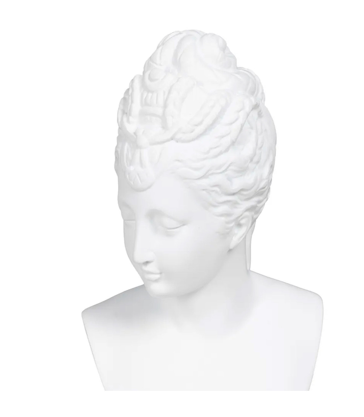 Wadiga Buste Décoratif Femme En Résine Blanche 12.6x10.3x29.5cm
