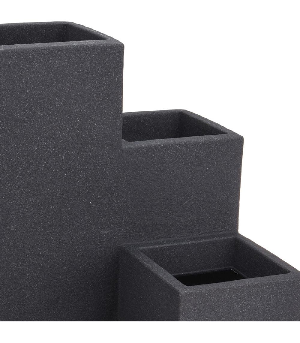 Wadiga Cache-pot Escalier En Polyéthylène Noir 40x40x60cm